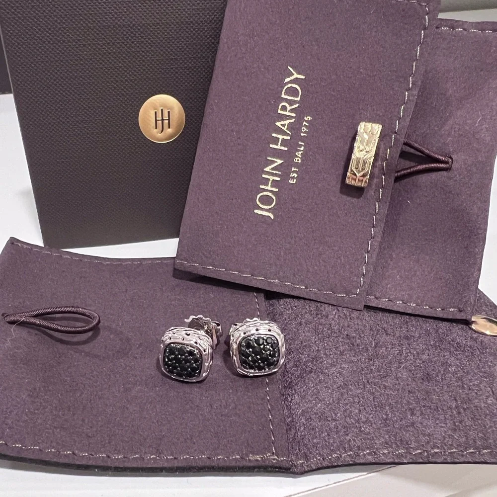 John Hardy Carved Chain Stud Earings - Picture 3 of 5